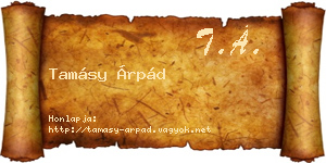 Tamásy Árpád névjegykártya
